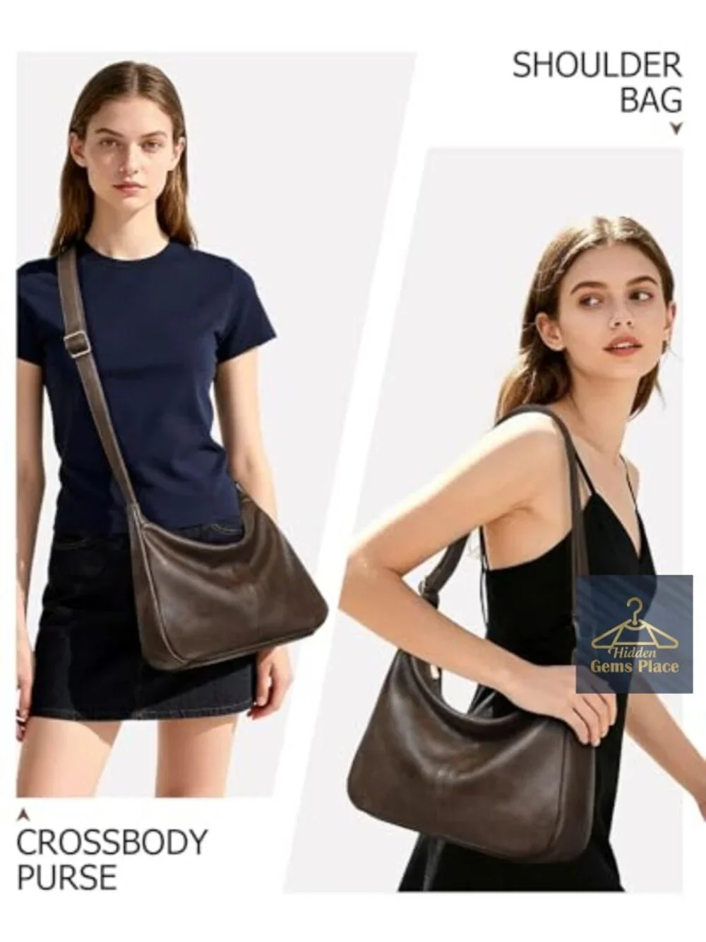 Soft Vegan Leather Hobo Bag with Detachable Mini Purse Crossbody Shoulder Tote